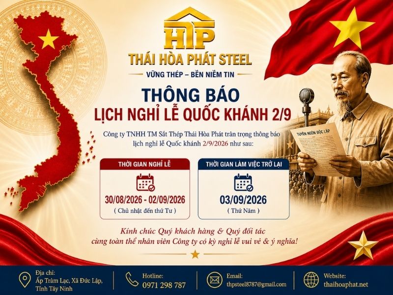 Thông báo lịch nghỉ Lễ Quốc khánh 2/9/2026